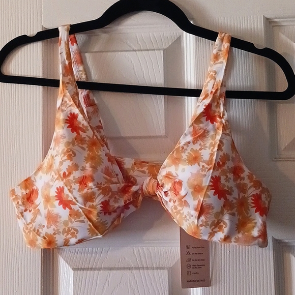 Orange Floral Cheeky Bikini Swimsuit - Picture 3 of 8